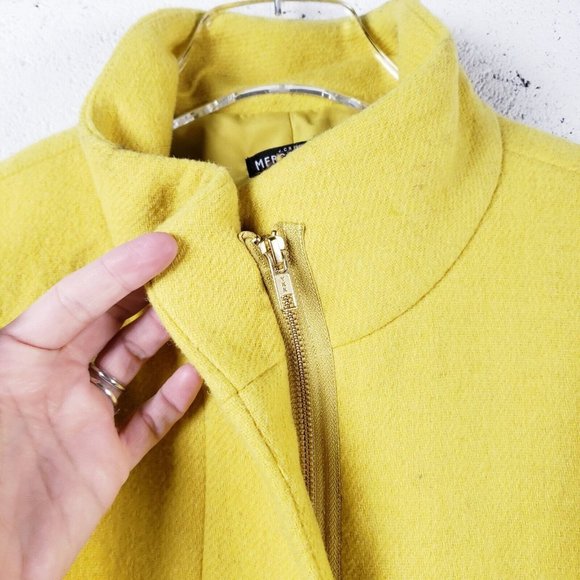 J Crew Women's Size 8 City Coat Citron Yellow Wool Blend Peacoat Overcoat - Picture 6 of 9